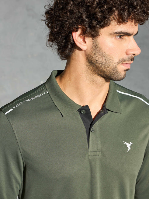 Men Solid Slim Fit Polo T-shirt with TECHNOCOOL+