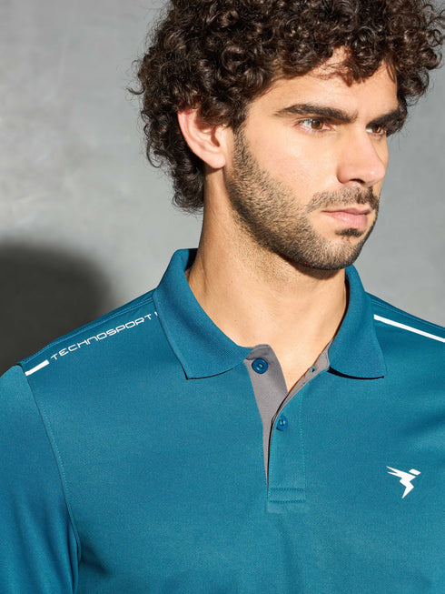 Men Solid Slim Fit Polo T-shirt with TECHNOCOOL+
