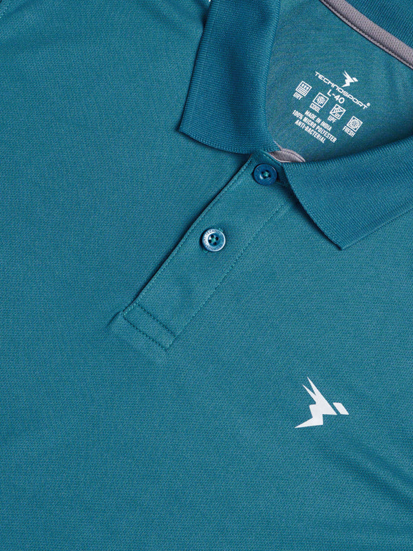 Men Solid Slim Fit Polo T-shirt with TECHNOCOOL+