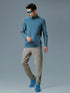 Men Colorblock Slim Fit Mock Neck Sports T-shirt with COTFLEX