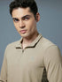 Men Colorblock Slim Fit Mock Neck Sports T-shirt with COTFLEX