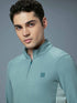 Men Colorblock Slim Fit Mock Neck Sports T-shirt with COTFLEX