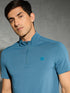 Men Solid Slim Fit Mock Neck T-shirt with COTFLEX