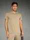 Men Solid Slim Fit Mock Neck T-shirt with COTFLEX