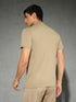 Men Solid Slim Fit Mock Neck T-shirt with COTFLEX