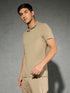 Men Solid Slim Fit Mock Neck T-shirt with COTFLEX