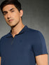 Men Solid Slim Fit Mock Neck T-shirt with COTFLEX