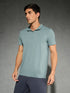 Men Solid Slim Fit Mock Neck T-shirt with COTFLEX