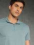 Men Solid Slim Fit Mock Neck T-shirt with COTFLEX
