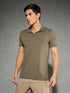 Men Solid Slim Fit Mock Neck T-shirt with COTFLEX
