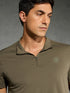 Men Solid Slim Fit Mock Neck T-shirt with COTFLEX