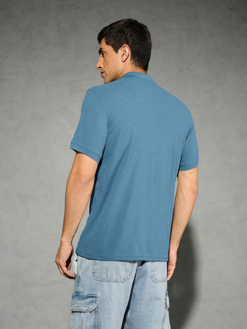 Men Jacquard Slim Fit Polo Sports T-shirt with COTFLEX