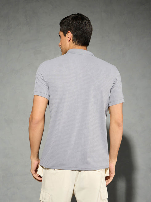 Men Jacquard Slim Fit Polo Sports T-shirt with COTFLEX