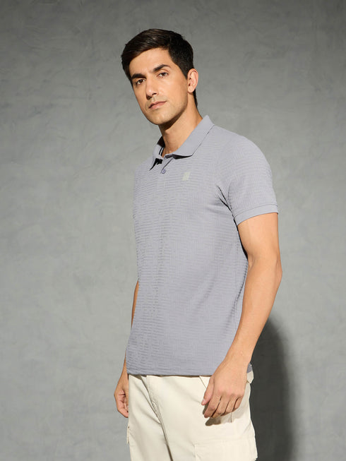 Men Jacquard Slim Fit Polo Sports T-shirt with COTFLEX