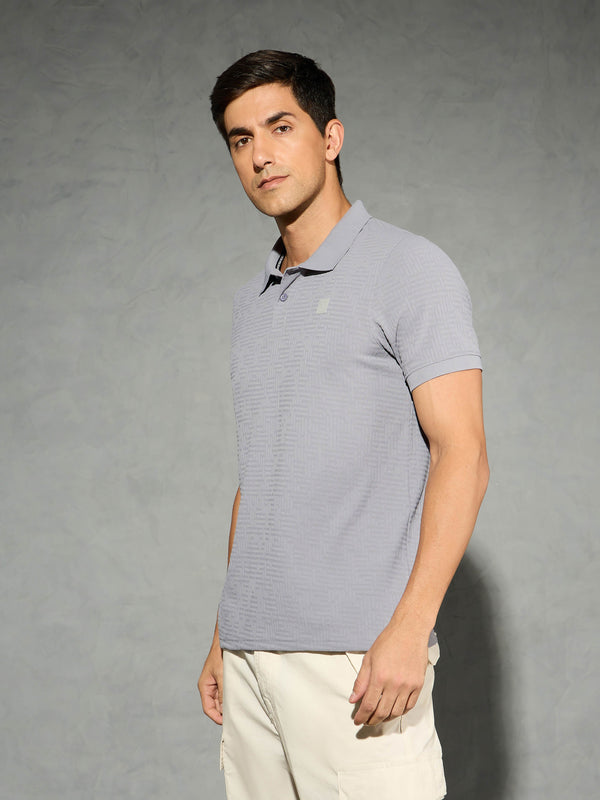Men Jacquard Slim Fit Polo Sports T-shirt with COTFLEX