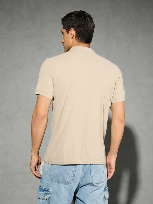 Men Jacquard Slim Fit Polo Sports T-shirt with COTFLEX