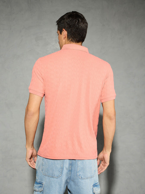 Men Jacquard Slim Fit Polo Sports T-shirt with COTFLEX