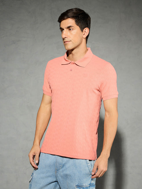 Men Jacquard Slim Fit Polo Sports T-shirt with COTFLEX