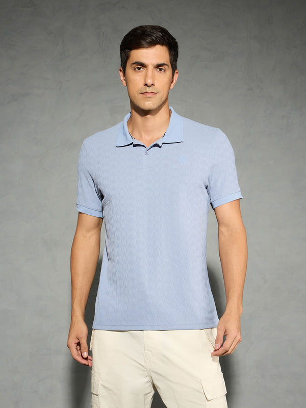 Men Jacquard Slim Fit Polo Sports T-shirt with COTFLEX