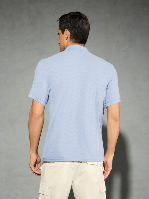 Men Jacquard Slim Fit Polo Sports T-shirt with COTFLEX
