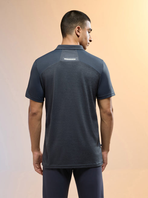 Men Melange Slim Fit Round Neck Sports T-shirt with DOUBLE COOL