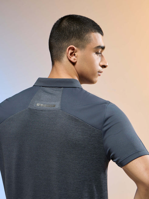 Men Melange Slim Fit Round Neck Sports T-shirt with DOUBLE COOL