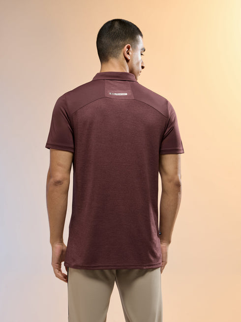 Men Melange Slim Fit Round Neck Sports T-shirt with DOUBLE COOL