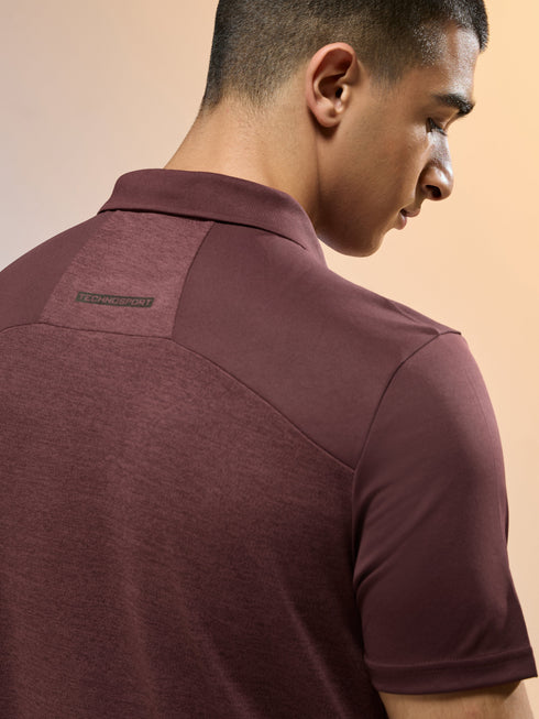 Men Melange Slim Fit Round Neck Sports T-shirt with DOUBLE COOL