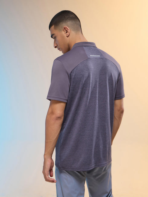 Men Melange Slim Fit Round Neck Sports T-shirt with DOUBLE COOL