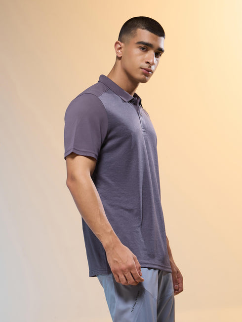 Men Melange Slim Fit Round Neck Sports T-shirt with DOUBLE COOL