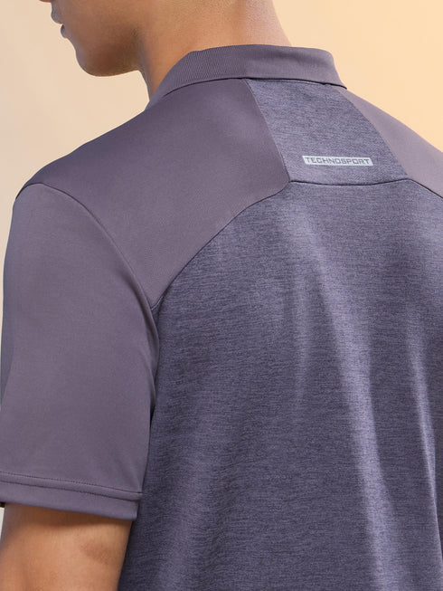 Men Melange Slim Fit Round Neck Sports T-shirt with DOUBLE COOL