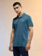 Men Melange Slim Fit Round Neck Sports T-shirt with DOUBLE COOL