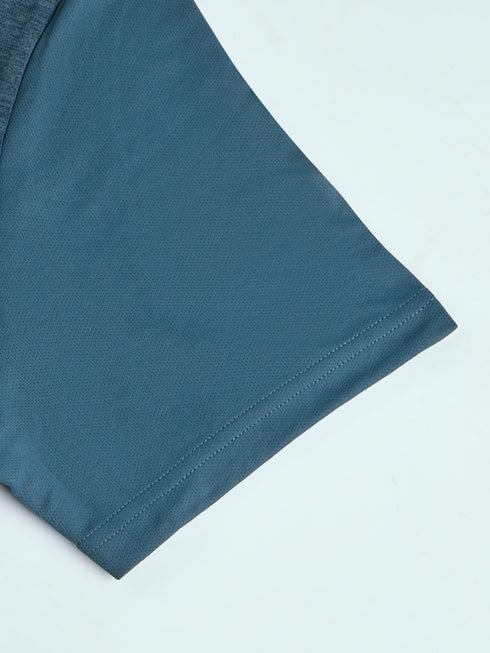 Men Melange Slim Fit Round Neck Sports T-shirt with DOUBLE COOL