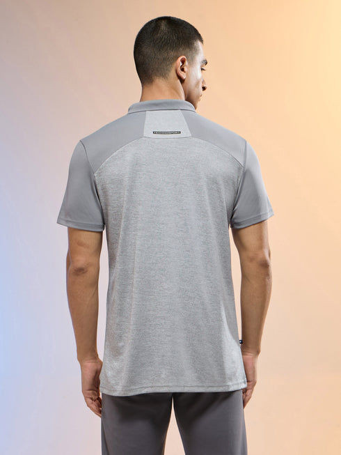 Men Melange Slim Fit Round Neck Sports T-shirt with DOUBLE COOL