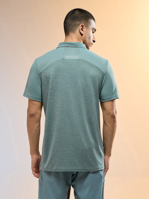 Men Melange Slim Fit Round Neck Sports T-shirt with DOUBLE COOL