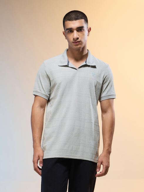 Men Jacquard Slim Fit Polo Sports T-shirt with COTFLEX