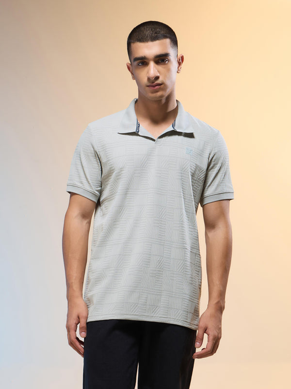 Men Jacquard Slim Fit Polo Sports T-shirt with COTFLEX