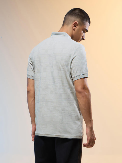 Men Jacquard Slim Fit Polo Sports T-shirt with COTFLEX