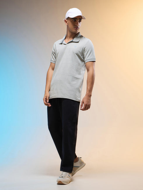 Men Jacquard Slim Fit Polo Sports T-shirt with COTFLEX