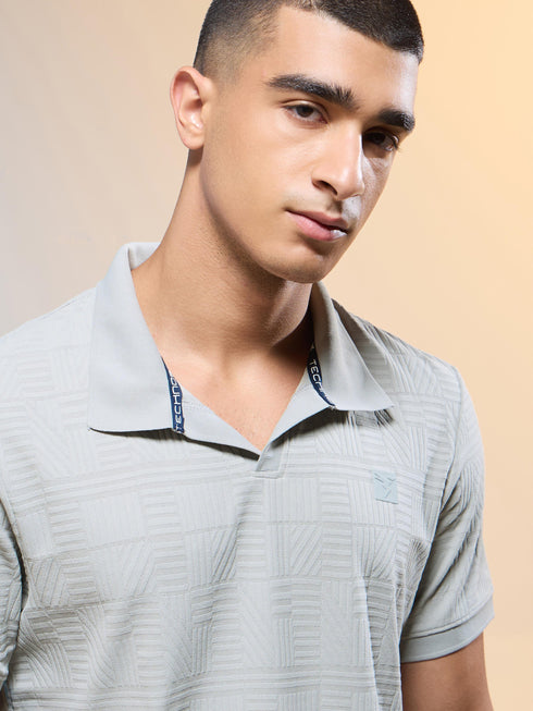 Men Jacquard Slim Fit Polo Sports T-shirt with COTFLEX