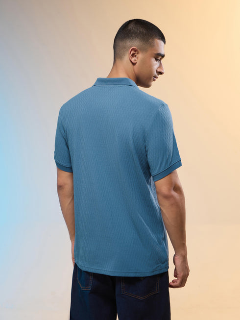 Men Jacquard Slim Fit Polo Sports T-shirt with COTFLEX