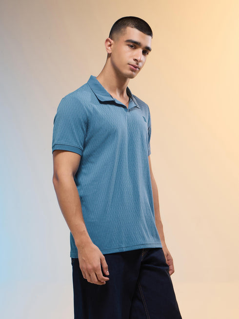 Men Jacquard Slim Fit Polo Sports T-shirt with COTFLEX