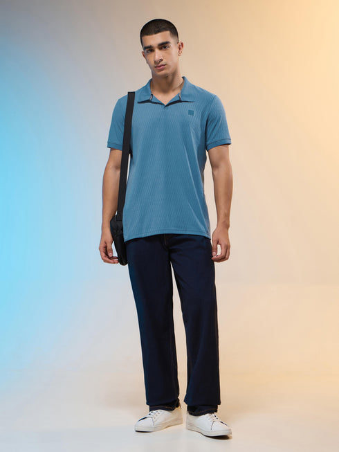 Men Jacquard Slim Fit Polo Sports T-shirt with COTFLEX