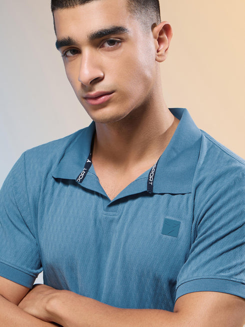 Men Jacquard Slim Fit Polo Sports T-shirt with COTFLEX