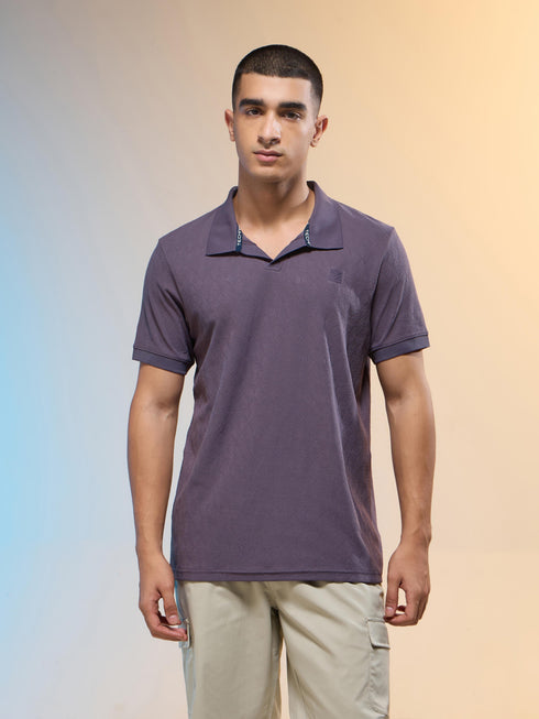 Men Jacquard Slim Fit Polo Sports T-shirt with COTFLEX