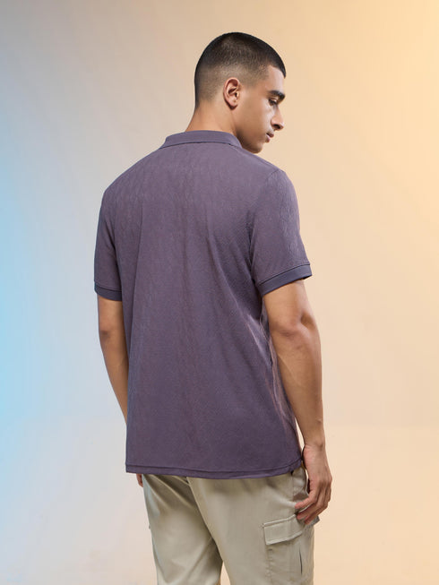 Men Jacquard Slim Fit Polo Sports T-shirt with COTFLEX