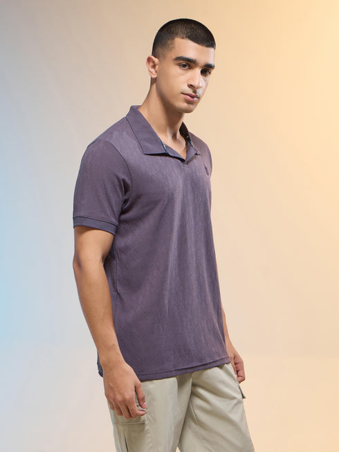 Men Jacquard Slim Fit Polo Sports T-shirt with COTFLEX