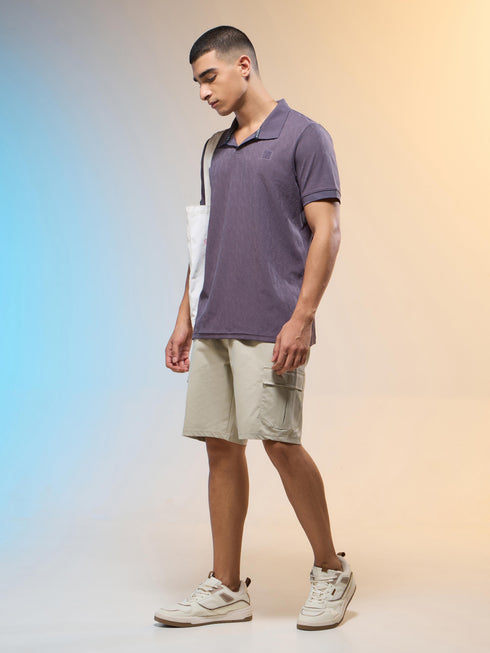 Men Jacquard Slim Fit Polo Sports T-shirt with COTFLEX