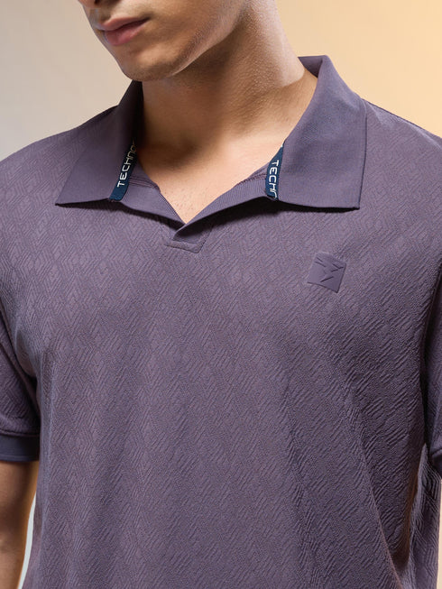Men Jacquard Slim Fit Polo Sports T-shirt with COTFLEX