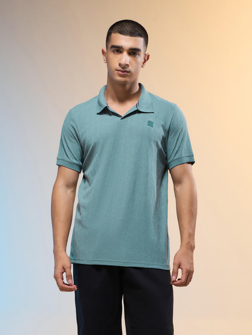 Men Jacquard Slim Fit Polo Sports T-shirt with COTFLEX